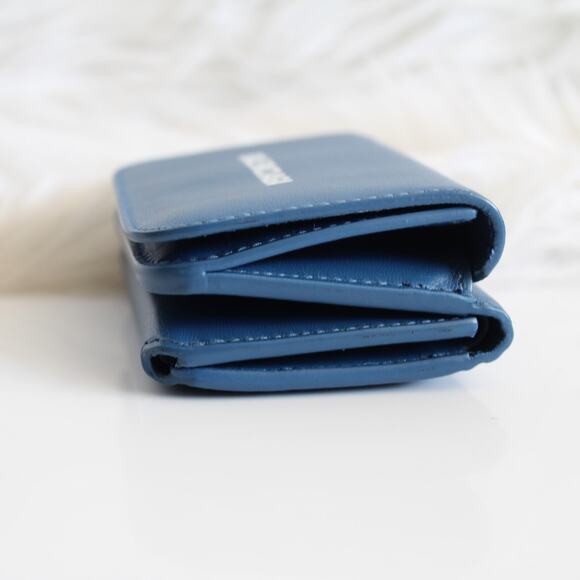 Balenciaga Blue & White Leather Logo Everyday Trifold Mini Compact Wallet - Picture 3 of 13